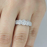 4ct Round Cut Diamond Wedding Band Half Eternity Halo Cluster 14k WhiteGold Over