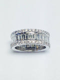 5Ct Emerald Cut Diamond Wide Gatsby Eternity Wedding Band 14K White Gold Finish