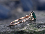 1.7ct Oval Green Emerald Engagement Ring Accent with Solitaire 14k RoseGold Over