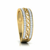 2Ct Round Cut Diamond Stylish Art Deco Wedding Ring Band 14K Yellow Gold Finish