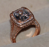 2ct Cushion Cut VVS1D Diamond Engagement Ring 14k Rose Gold Finish Split Shank