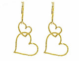 1ct Round Cut Yellow Sapphire Dual Heart Dangle Earrings 14k Yellow Gold Finish