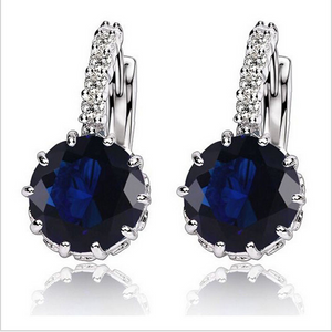 2.5Ct Round Cut Blue Sapphire Diamond Elegant Drop Earring 14K White Gold Finish