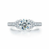 2ct Round Cut Diamond Stylish Solitaire with Accents Ring 14k White Gold Finish