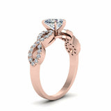 1ct Heart Cut VVS1 Diamond Infinity Design Engagement Ring 14k Rose Gold Finish