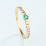 1.3ct Round Cut Green Emerald Diamond Accent Engagement Ring 14k YellowGold Over