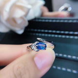 1ct Oval Cut Blue Sapphire Engagement Ring Bypass Design 14k White Gold Finish