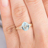 2.2ct Oval Cut Blue Aquamarine Solitaire Ring 14k Yellow Gold Over Round Accents