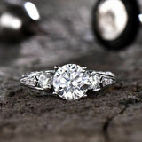 4Ct Round Diamond Stylish Vintage Solitaire Engagement Ring 14K White Gold Over