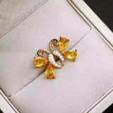 3ct Stud Earrings Pear Cut Yellow Citrine Butterfly Design 14k YellowGold Finish