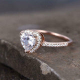 1.2ct Engagement Ring Heart Cut Diamond Round Accent Halo 14k Rose Gold Finish