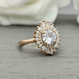 2.2ct Engagement Ring Round Cut Diamond Ballerina Sunburst 14k YellowGold Finish