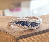 2ct Round Blue Sapphire Engagement Ring Split Band Statement 14k White Gold Over