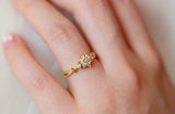 0.75ct Round Cut Diamond Engagement Ring Floral Cluster 14k Yellow Gold Finish