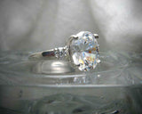 Five Stone Solitaire Engagement Ring 3ct Oval Cut Diamond 14k White Gold Finish