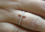 1ct Round Cut Diamond Holy Cross Jesus Women Promise Ring 14k Yellow Gold Finish