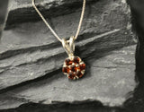 1.6ct Red Garnet Pendant Round Cut Cluster 14k White Gold Finish NO CHAIN