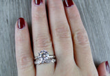 2ct Round Cut Diamond Engagement Ring 14k White Gold Finish Art Deco Bridal Set