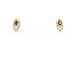 1ct Marquise Cut Simulated Amethyst Open Hollow Drop Earrings 14k Gold Plated