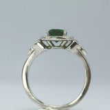 1ct Round Green Emerald Engagement Ring Halo Celtic Trinity 14k WhiteGold Finish