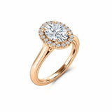 Halo Solitaire with Accents Ring 1.25ct Oval Cut Diamond 14k Rose Gold Finish