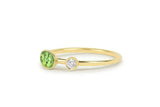 1ct Oval Green Peridot Two Stone Minimalist Engagement Ring 14k Yellow Gold Over