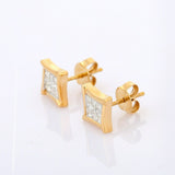 2ct Stud Earrings Princess Cut Diamond Kite Square Cluster 14k Yellow Gold Over