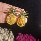 2ct Marquise Cut Yellow Citrine Pineapple Stud Earrings 14k Yellow Gold Finish