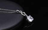 0.9ct Cushion Cut Diamond Prong Setting Long Pendant Chain 14k White Gold Finish