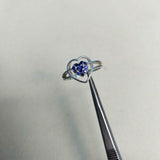 1ct Round Cut Blue Sapphire Heart Split Shank Engagement Ring 14k WhiteGold Over