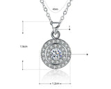 2ct Round Cut VVS1D Diamond Pendant with Chain Double Halo 18k White Gold Finish