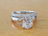 2Ct Oval Cut DVVS1 Diamond Bridal Set Solitaire Ring Band 14K White Gold Finish