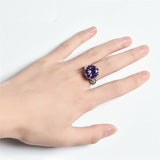 4ct Round Cut Purple Amethyst Engagement Ring 14k WhiteGold Finish Antique Women