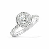 2ct Engagement Ring Round Cut Diamond Accent Dual Halo 14k White Gold Finish