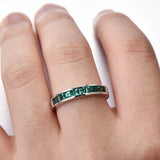 2ct Princess Cut Green Emerald Channel Set Half Eternity Band 14k WhiteGold Over