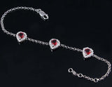 4ct Pear Cut Red Garnet Hollow Stylish Women Chain Bracelet 14k WhiteGold Finish