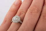 2.5ct Round Cut Diamond Dual Halo Solitaire with Accent Ring 14k White Gold Over