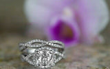 5Ct Cushion Cut Diamond Bridal Set Split Shank Ring Band 18K White Gold Finish