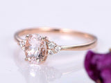 1.3ct Oval Cut Peach Morganite Engagement Ring Minimalist 14k Rose Gold Finish