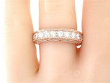 2ct Round Cut Diamond Half Eternity Milgrain Wedding Ring 14k Rose Gold Finish