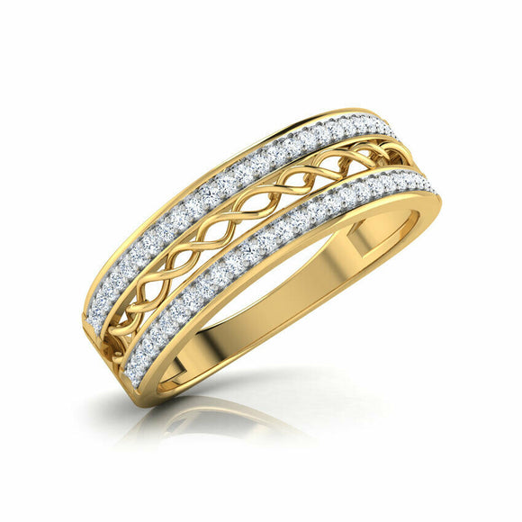 2Ct Round Cut Diamond Stylish Art Deco Wedding Ring Band 14K Yellow Gold Finish