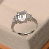 2.2ct Emerald Cut VVS1D Diamond Engagement Ring Five Stone 14k White Gold Finish