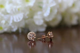 1.5ct Round Cut Peach Morganite Halo Solitaire Stud Earrings 14k Rose Gold Over