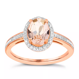 2.6Ct Oval Cut Peach Morganite Diamond Halo Engagement Ring 14K Rose Gold Finish