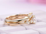 1.5ct Round Cut Diamond Engagement Ring Curved Bridal Set 14k Yellow Gold Finish