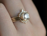 1ct Cushion Cut Diamond Engagement Ring 14k Yellow Gold Finish Unique Trio Set