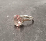 2ct Engagement Ring Oval Cut Peach Morganite Solitaire 14k White Gold Finish