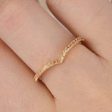 0.6ct Round Yellow Sapphire Curved Minimalist Wedding Band 14k Yellow Gold Over