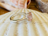 2.2ct Engagement Ring Oval Cut Morganite 4 Prong Solitaire 14k White Gold Finish