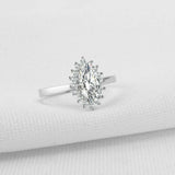 2.2ct Marquise Cut Diamond Floral Halo Engagement Ring 14k White Gold Finish